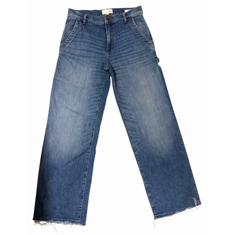 Current/Elliott Wide Leg Carpenter Raw Hem Jeans Women's Size 28